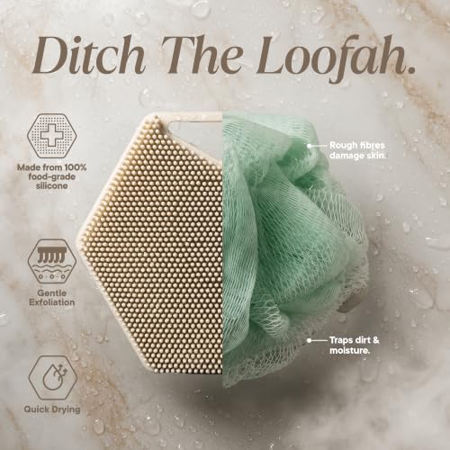 TOOLETRIES Silicone Body Scrubber 2.0, Loofah Alternative - Sand | Gentle exfoliating shower scrubber that's quick drying, hygienic and longer lasting than traditional loofahs. - color: Sand