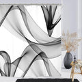 Miyotaa Black White Gray Shower Curtain Set 60Wx71H Inches Abstract Modern Contemporary Art Waves 3D Polyester Waterproof Bathroom Curtain with 12 Hooks - color: Black White Gray Waves, size: 60"W x 71"L (Pack of 1)