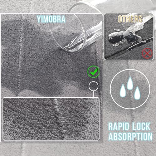 Yimobra Memory Foam Bath Mat Set 2 Piece - Super Soft Absorbent Quick Dry Bathroom Toilet Rugs, Machine Washable Non Slip Floor Carpet for Tub Shower & Single Sink (31.5x20 & 24x20, Gray) - color: Grey, size: 31.5x20+24x20 Inch