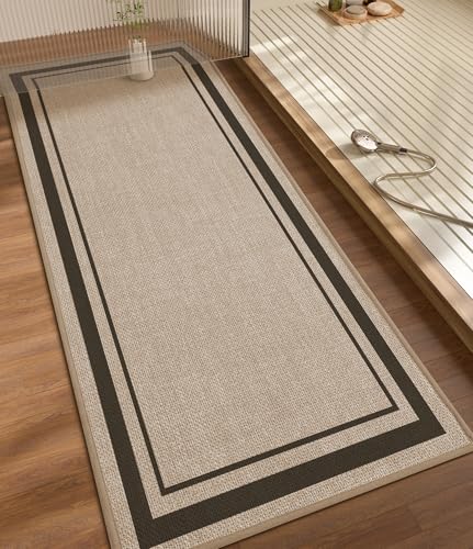 chakme Bathroom Rugs Mat 59x24, Ultra Thin Non Slip Bath Mat Large Quick Dry Absorbent Bath Mat for Bathroom Floor, (Light Beige, 59"x24") - color: Light Beige, size: Large (59" x 24")