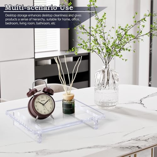 Acrylic Bathroom Counter Vanity Tray Organizer for Perfumes and Candles | 2-Pack, 12mm Thick, Acrylic Riser, Scratch-Resistant, Soap, Jewelry & Sink Tray, Kitchen, Apartment, Dorm & Office Decor - size: Large-9 x 5.9 x 1.5 inches