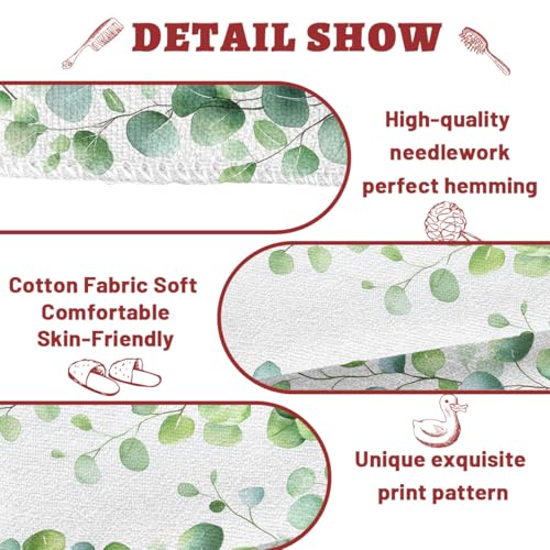 Green Leaves Hand Towels Set of 2, Plant Leaves Bathroom Kitchen Towels Lightweight Breathable Face Towels for Bathroom Gym Hotel Sport Decor - color: Green Leaves