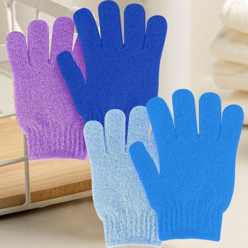 4 PCS Exfoliating Wash Gloves，Bath Sponges，Dual Texture Bath Gloves for Shower Body Scrub, Deep Cleansing Removes Dead Skin for Both Women and Men（Mixing Colors） - color: A9-mixing Colors