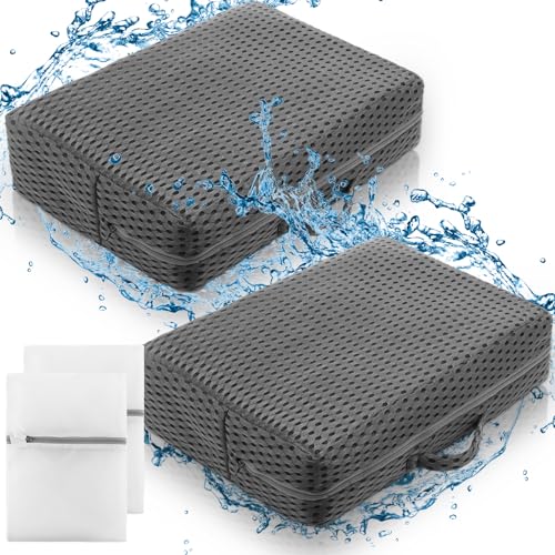 Threehoney 2 Pcs Hot Tub Booster Seat for Adults, 5 Inch 4D Mesh Spa Bathtub Booster Cushion with Suction Cups Micro Dot Quick Dry Non Slip Bottom Mat Tub Accessories for Indoor Outdoor(Grey) - color: Grey