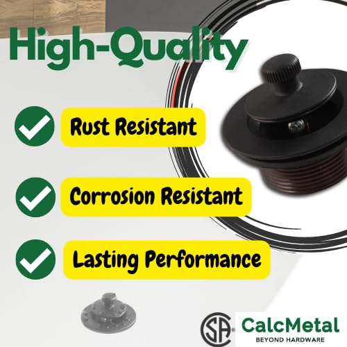 Lift and Turn Bathtub Drain Stopper with ABS Plastic Bushing, Fits in 1-1/2 Inch or 1-3/8 Inch Inner Bathtub Shoe, Easy to Install, Matte Black - color: Matte Black