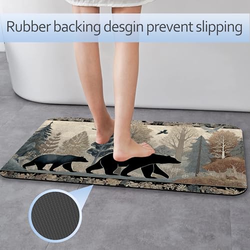 Cute Brown Bear Fast Drying Absorbent Bathroom Mat, Non-Slip Rubber Backing Thin Low-Profile Bath Rug, Easy-Clean Bathroom Floor Mat for Shower, Bathtub, Kitchen, or Entryway - color: Cute Brown Bear