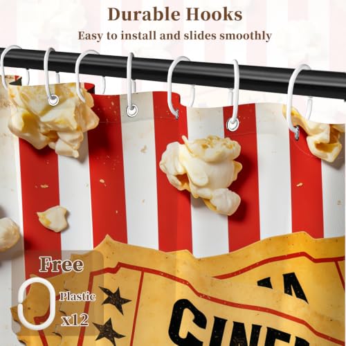 Fabric Shower Curtain with Hooks YTS09806 - color: Movie Night Popcorn