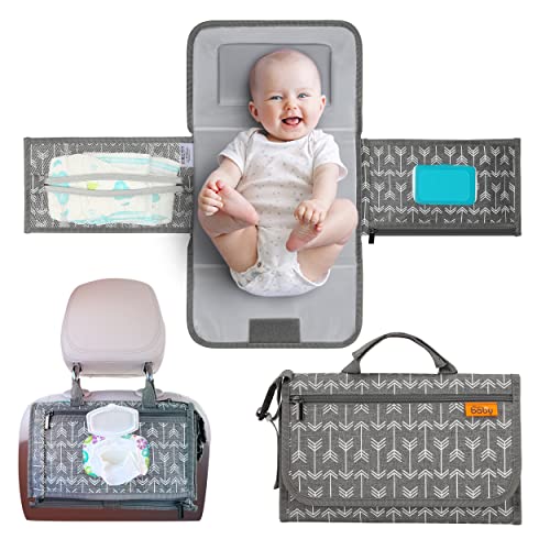 Kopi Baby Portable Diaper Changing Pad-Baby Diaper Changer Travel Bag with Wipes Pocket, Smart Design Portable Changing Mat, Infant Travel Station Kit,Gift for Newborn Girl & Boy-Grey Arrows, Modern - color: Grey Arrows, size: Modern
