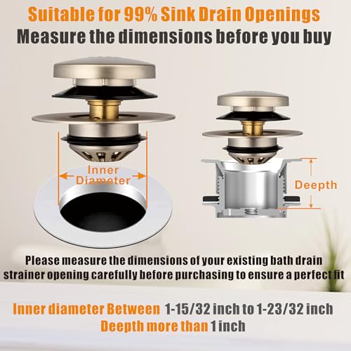 Artiwell Tub Drain, 2 in 1 Pop-up Bathtub Plug with Hair Catcher, Easy Installation Bath Drain Stopper with Strainer, Brushed Nickel - color: Brushed Nickel