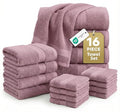 LANE LINEN 100% Cotton Turkish Towels for Bathroom - 16 Piece - Softer & Highly Absorbent - 4 Bath, 8 Wash cloths, 4 Hand Towels - Complete Family Set, Hotel Quality & Gentle on Skin - Wistful Mauve - color: 11: Wishful Mauve