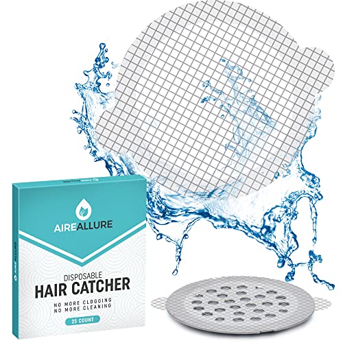 25 Pack Disposable Shower Drain Hair Catcher Mesh Stickers - Peel & Stick Drain Strainers to Prevent Clogs, Strong Waterproof Adhesive, Mess-Free Disposable Drain Covers for Shower & Bathtub - size: 3.5" Round - 25