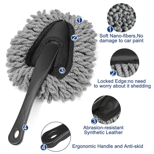 Fitosy Car Interior Duster Detail Brush Cleaning Gel Kit, Dust Remover | Slime Putty Cleaner Soft Detailing Brushes Car Accessories Essentials Supplies Tools for Men Women, Auto Truck SUV RV