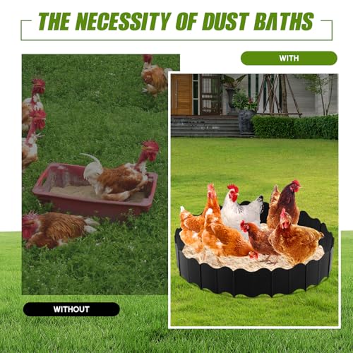 Colingmill 1 Set Chicken Dust Bath Tub, 18.5''x5.5'' Coop Lime Accessories Chicken Coop Cleaner Bottomless Design, Dust Bath for Chickens, Ducks, Turkeys, Quails for Farms - size: 18.5'' Dia X 5.5'' H