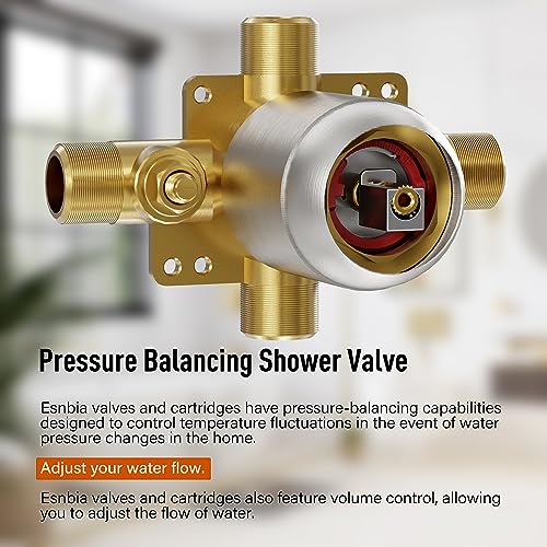 Esnbia Shower Tub Kit, Tub and Shower Faucet Set（Valve Included) with 6-Inch Rain Shower Head and Tub Spout, Single-Handle Tub and Shower Trim Kit,Brushed Nickel - color: Brushed Nickel, style: with tub spout
