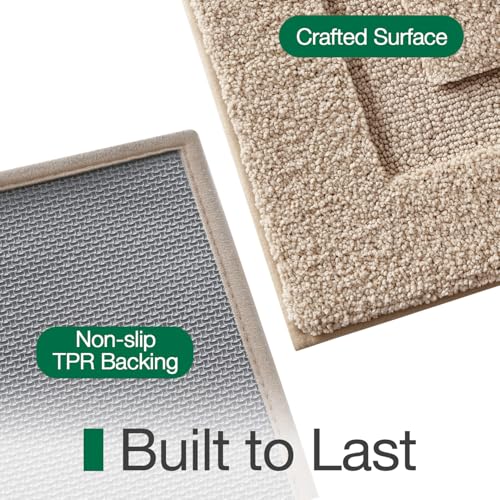 LUMI Ultra Soft Bathroom Rugs Non Slip with Rubber Backing, Absorbent Washable Bath Mat Quick Dry, Upgraded Premium Microfiber Plush Carpet for Bathtub and Shower Floor, Beige, 20x32 - color: Beige, size: 20" X 32"