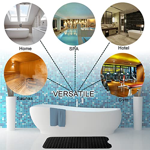 Bathtub and Shower Mats, Extra Long Non-Slip Bath Tub Mat 39 x 16 Inch, Machine Washable Bathmat with Suction Cups & Drain Holes for Bathroom Floor, Black - color: Black