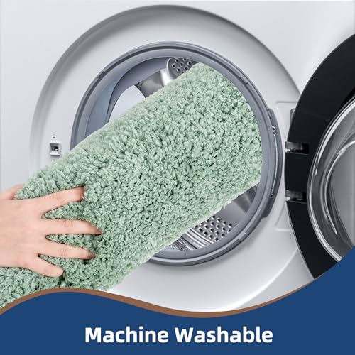 3 Pieces Luxury Bathroom Rug Set with U-Shaped Toilet Rug, Non-Slip Rubber Bottom, Thick Microfiber Fluffy Plush, Water absorption, Quick Dry, Ultra Soft, Bath Mats for Bathroom, Tub(Leaf Green) - color: Sage Green