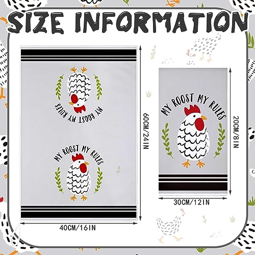 Boyiee Set of 6 Farm Chickens Kitchen Towels Farmhouse Absorbent Dish Tea Towels Rustic Country Rooster 24 x 16 Inches Gifts Chickens Hand Washcloth Gifts for Kitchen Bathroom Decorations - color: Chickens