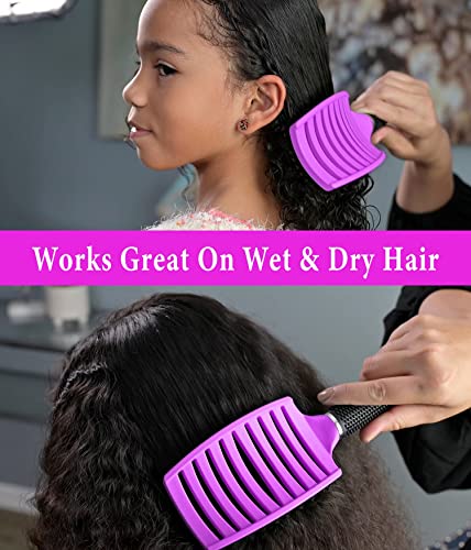 Detangling Brush Boar Bristle Hairbrush for Adult & Kids Wet or Dry Hair - KTKUDY Detangler Hair brush Getting Knots Out without Pain - Adds Shine and Makes Hair Healthier Purple - black handle - color: Purple - black handle