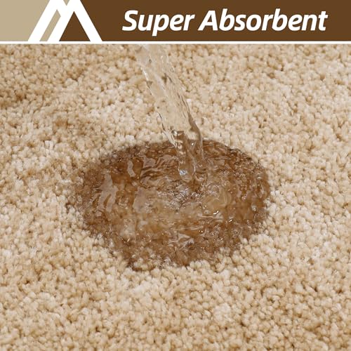 COSY HOMEER Toilet Rugs U-Shaped 24"x20",Soft Absorbent Bath Mat with Non-Slip TPR Backing, Machine Washable Shaggy Bath Rug for Toilet,Beige - color: Beige, size: 1'8" x 2' (U-Shape)