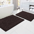 H.VERSAILTEX Luxury Chenille Bathroom Mats - Non Slip, Extra Soft, Absorbent, Shaggy, Washable, Fast Dry 2 Piece (Chocolate, 20" x 32"/17" x 24") - color: Chocolate, size: 20" x 32" Plus 17" x 24"