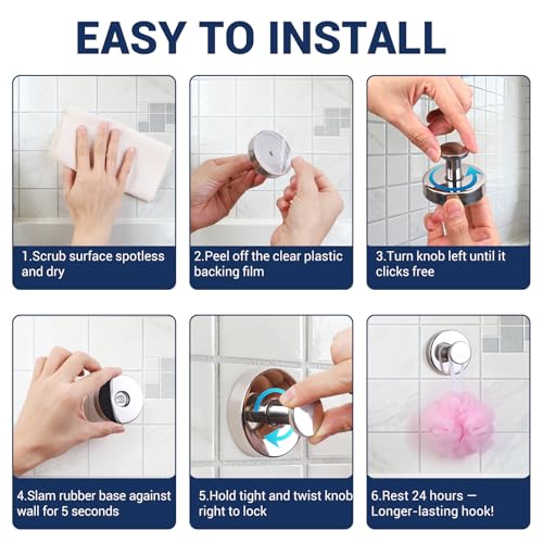 Suction Cup Hooks for Shower,No Drill Towel Hooks for Bathroom Wall, Kitchen, Glass, Mirror, Tile - Ideal for Hanging Towels, Robes, and Loofahs (Mirror-2pcs) - color: Mirror-2pcs