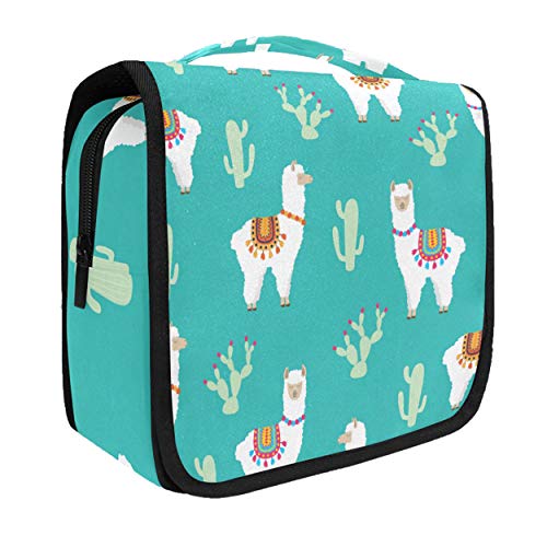 senya Hanging Travel Toiletry Bag Kit Makeup Case Cosmetics Organizer for Men Women - color: Llama Alpaca And Cactus