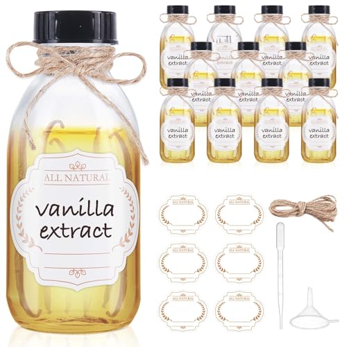 12 Pack 4 oz Boston Glass Bottle with Cap, Empty Glass Bottles for Homemade Vanilla Extract, Essential Oils, Juice, Potion, Syrup, Liquids, Christmas, Holiday Gift (Clear) - color: Clear, size: 12 Pack