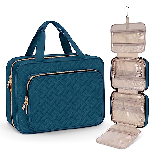 Wedama Toiletry Bag for Women, Large Cosmetic Travel Bag, Hanging Toiletry Bag for Bathroom, Thickened PVC Waterproof Makeup Bag, Toiletries Bag for Travel Business Trips and Camping, Dark Blue - color: Til Blue, size: Large, style: Minimalist
