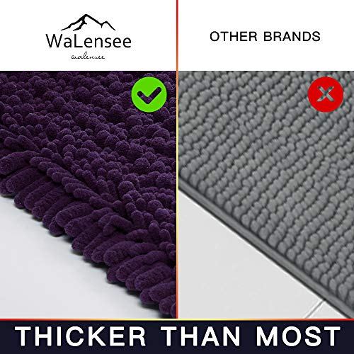 Walensee Bathroom Contour Rug Non Slip Toilet U Shaped Bath Mat (20x24, Dark Purple) Water Absorbent Super Soft Shaggy Chenille Machine Washable Dry Extra Thick Perfect Absorbant Best Plush Carpet - color: Dark Purple, size: 20"x24" Contour Rug