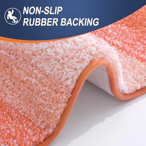 OLANLY Small Bathroom Rugs Mat 24x16, Extra Soft Absorbent Microfiber Bath Rugs, Rubber Backing, Quick Dry, Machine Washable Bath Mats for Bathroom Floor, Tub and Shower, Home Decor Accessories, Coral - color: Coral, size: 24" X 16"