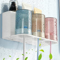 So Nice Toothbrush Holders for bathrooms Accessories Wall Mounted,Electric Shower Toothbrush Holder White Plastic toothbrushes Holder Set for Kids with 3 Cups - color: 3cups