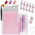 Artdone Nail Art Brushes With Nail Stands Nail Art Tool Set, Dotting Tools, Dust Brush,Striping Brushes for Long Lines, Drawing Pen For Gel Polish Design supply - color: Nail Brushes And Stand Kit A