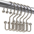 Titanker Shower Curtain Hooks Rings, Rust Resistant Metal Minimalist Simple Double Glide Shower Hooks Rings for Bathroom Shower Rods Curtains, Set of 12 Hooks - Nickel - color: Nickel, style: Minimalist