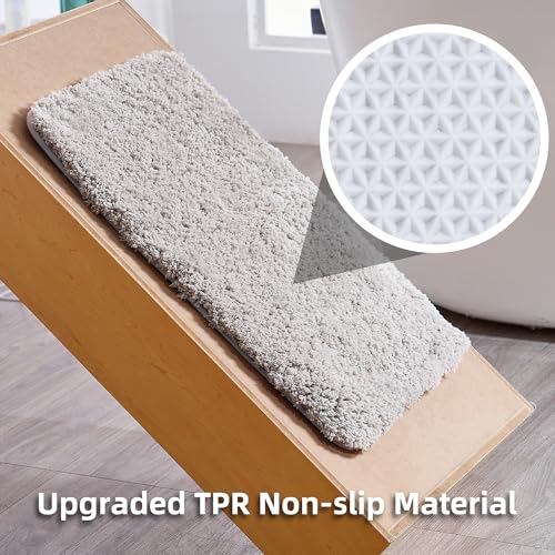 3 Pieces Luxury Bathroom Rug Set with U-Shaped Toilet Rug, Non-Slip Rubber Bottom, Thick Microfiber Fluffy Plush, Water absorption, Quick Dry, Ultra Soft, Bath Mats for Bathroom, Tub(Light Grey) - color: Light Grey