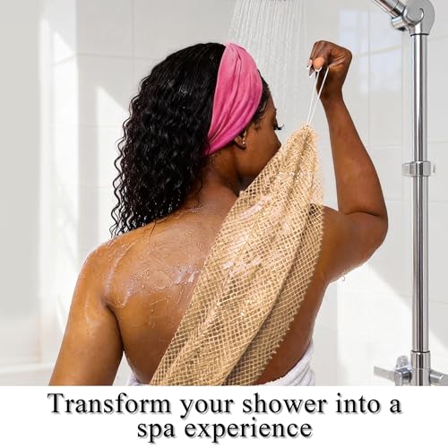 SubSahara Authentic African Net Sponge - 2 Pack Exfoliating Bath & Shower Loofah Sponge for Body & Face, Gentle Scrubber for All Skin Types, Travel, Durable (Golden & Forest Green) - color: Golden & Forest Green