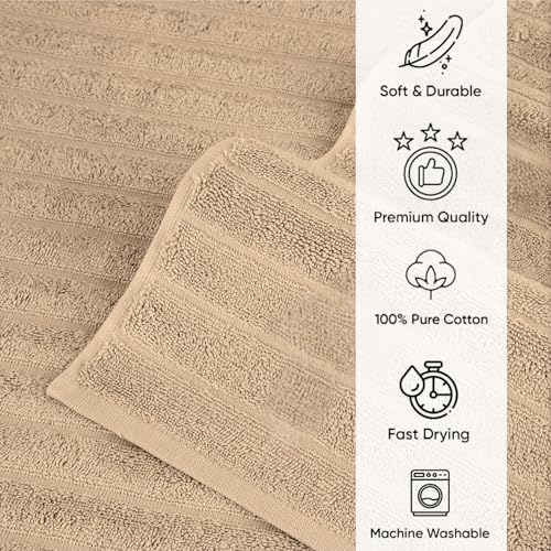 Classic Turkish Towels CTT - 2 Piece Bathroom Rugs Set, 100% Cotton Bath Mats, Comfy & Highly Absorbent Bathroom Floor Mats, Machine Washable | 20"x32" (Color) - color: Almond Beige