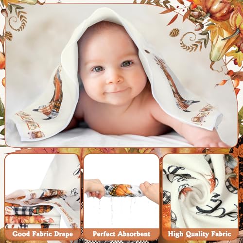 FuWeave 8 Pcs Fall Shower Curtain Set for Bathroom Include Harvest Autumn Hello Fall Gnome Shower Curtain Towels Non Slip Rugs Toilet Lid Cover Pumpkin Bath Mat and 12 Hooks for Bathroom Decor - color: Gnome