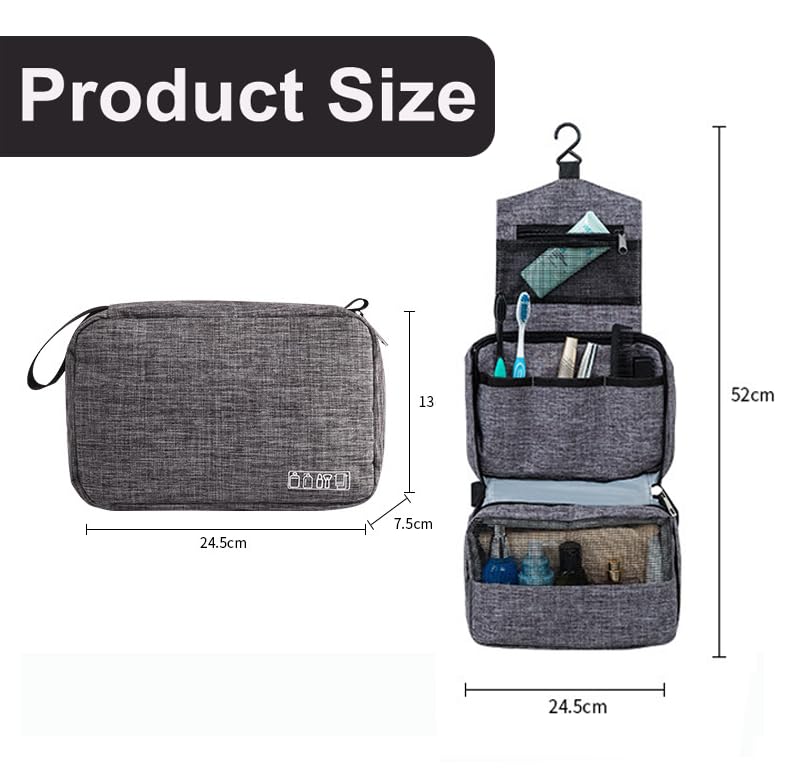 Hanging Toiletry Bag Wash Bag Makeup Cosmetic Organizer for Women or Man,Foldable Compact Size,Super Durable Fabric Hanging Toiletry Bag (Grey) - color: Grey