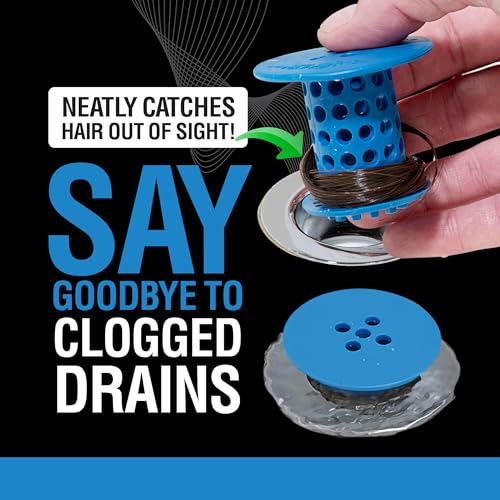 TubShroom Bathtub Drain Hair Catcher – In-Drain Tub Strainer & Clog Prevention Protector, Fits Standard 1.4”–1.75” Tub Drains, Easy Clean, Captures Human & Pet Hair out of Sight (Blue) - color: Blue