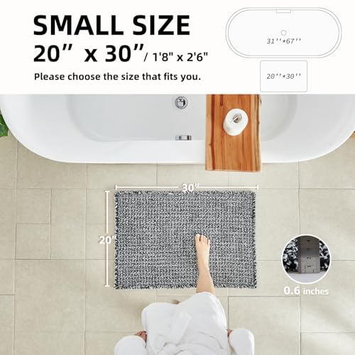 TYUU Black and White Bathroom Rugs, Waffle Bath Mat Non Slip Washable Super Absorbent Quick Dry Boho Farmhouse Bathroom Decor, 30"x20" Black and White - color: Black & White, size: 1'8" X 2'6" (Rectangular)