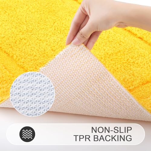 SHACOS Bathroom Rugs Set with Toilet Lid Cover | 20"x32" Bath Mats 19"x21" Toilet Lid Cover 20"x24" U Shape Contour Mat Extra Soft Absorbent Non Slip Bathroom Carpet (Yellow) - color: Yellow, size: 20"x32"+U-Shape 20"x24"+Lid Cover 19"x21"