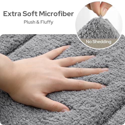 HOMEIDEAS Grey Bathroom Rugs Set, Extra Soft and Absorbent Microfiber Plush Bath Mat with Non Slip Backing for Bathroom - color: Grey