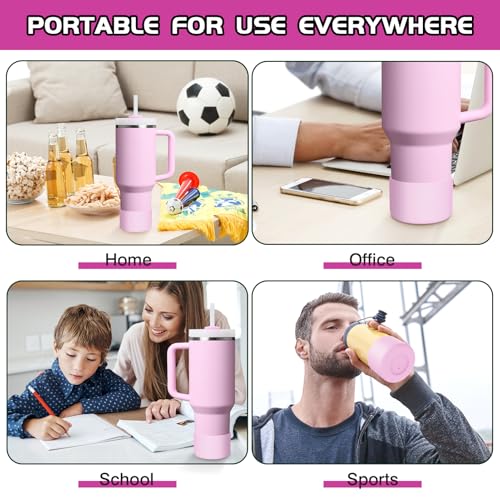 WUQID Silicone Boot Sleeve Compatible with Hydro Flask Travel Tumbler with Handle 32oz&40oz and 12-24oz Hydroflask Bottle & Stanley 20 30 40oz Tumbler, Fit 2.83-2.95in Bottom, Anti-Slip Bottle Cover - color: Cherry Blossom
