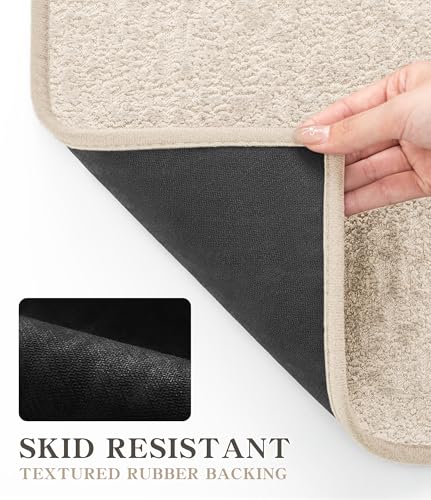 chakme Bathroom Rugs Mat 47x17, Ultra Thin Non Slip Bath Rug Runner Quick Dry Absorbent Bath Mat for Bathroom Floor, (Light Beige, 47"x17") - color: Light Beige, size: 3'11" x 1'5"(Rectangular)