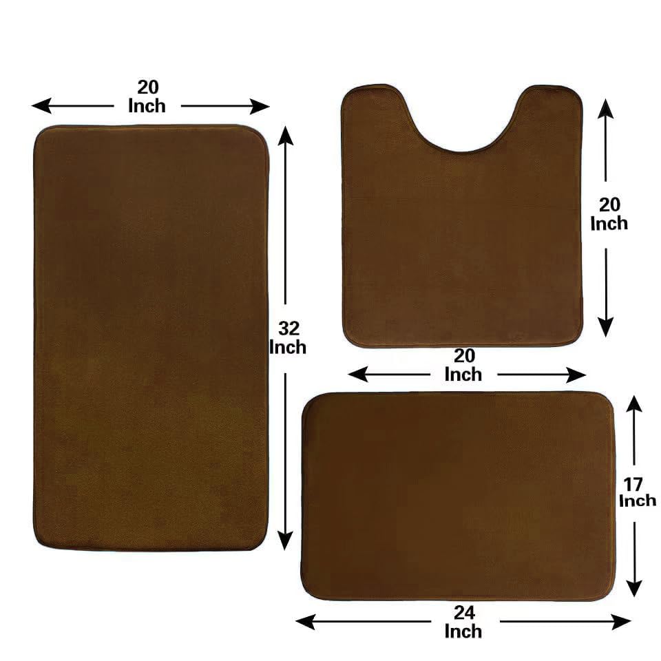 Madeals Long Memory Foam Bathroom Rug Sets 5 Piece Ultra Absorbent Runner Bath Mat for Bathroom - Non-Slip 5 Piece Bathroom Mat Set Carbon Brown - color: Brown, size: L-20"x 46"/20"x 32"/17"x 24"/Contour/Lid Cover