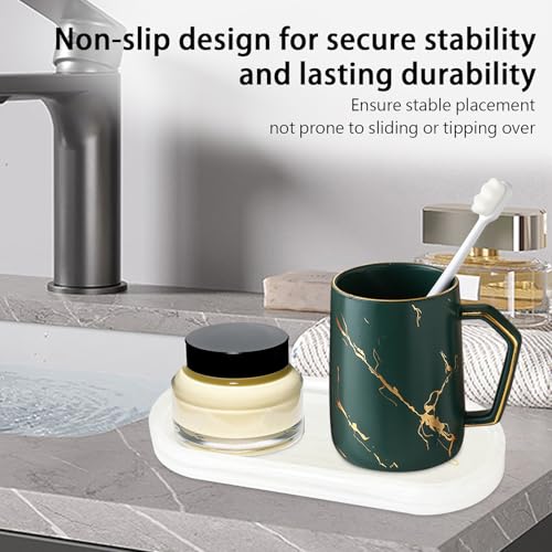 Bathroom Vanity Trays for Counter：White Resin Towel Tray Organizer with Words - Oval Bathroom Sink Tray Countertop - Decorative Tray for Perfume/Oil Bottles - color: White2