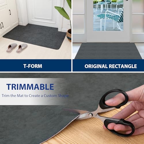 Ultra-Thin Indoor Doormat 20x32 Inch-Low Profile Non-Slip Entryway Mat,Washable Absorbent Floor Mat with Dirt-Resistant Design for Front Door,Kitchen,Hallway,Dark Grey - color: Darkgrey, size: 1'8" x 2'8" (Rectangular)