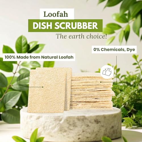 Natural Loofah Dish Sponge (Pack 30) Multipurpose Dish Sponges - 100% Biodegradable Compostable Dishwashing Scouring Pad Zero Waste (2.75" x 2.75" Each) - size: Pack 30