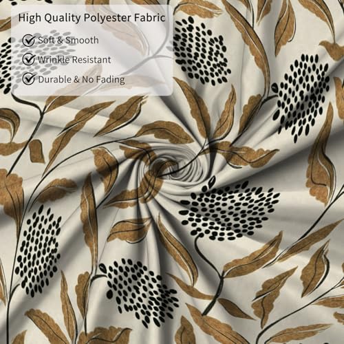 Vintage Botanical Shower Curtain with Hooks, Boho Brown Leaf and Black Floral Cluster Print Waterproof Fabric Bath Curtain for Farmhouse French Country Bathroom Decor, 71x74 Inches - color: Boho Botanical